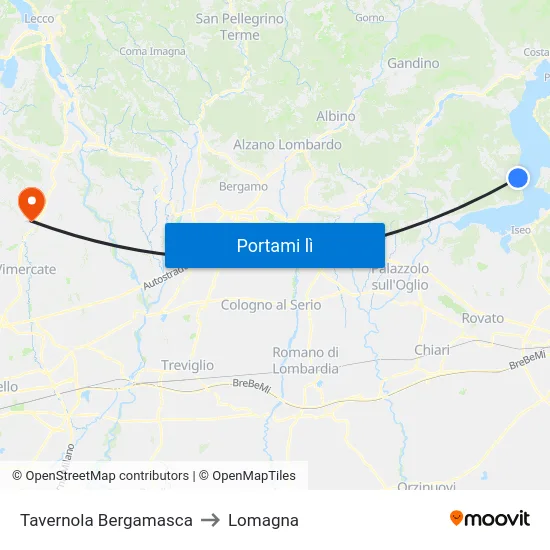 Tavernola Bergamasca to Lomagna map