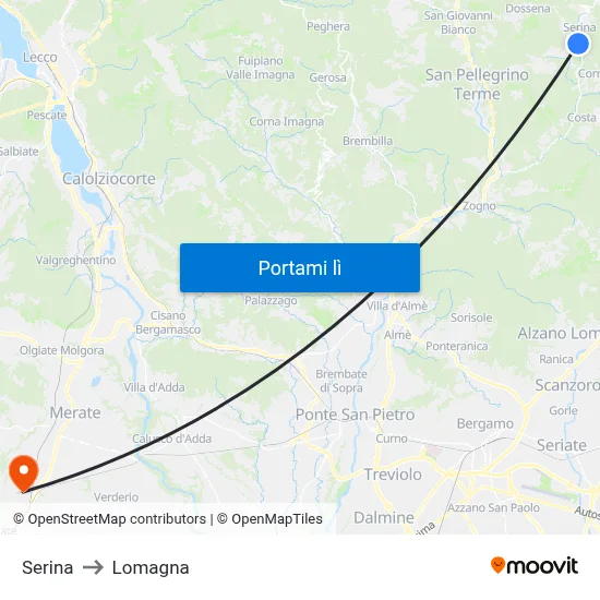 Serina to Lomagna map