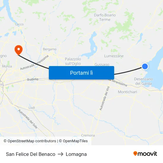 San Felice Del Benaco to Lomagna map