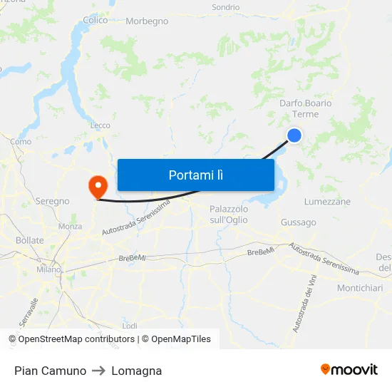 Pian Camuno to Lomagna map