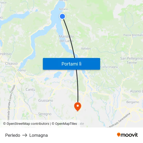 Perledo to Lomagna map