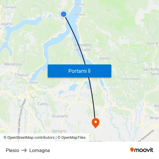 Plesio to Lomagna map