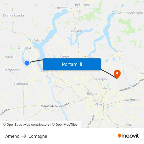 Ameno to Lomagna map
