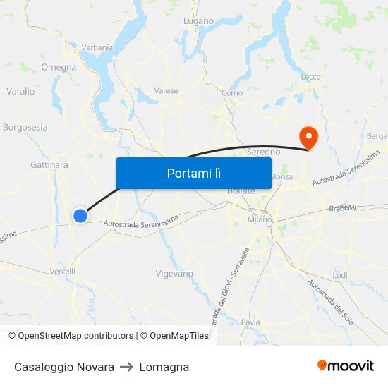 Casaleggio Novara to Lomagna map