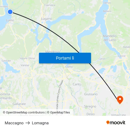 Maccagno to Lomagna map