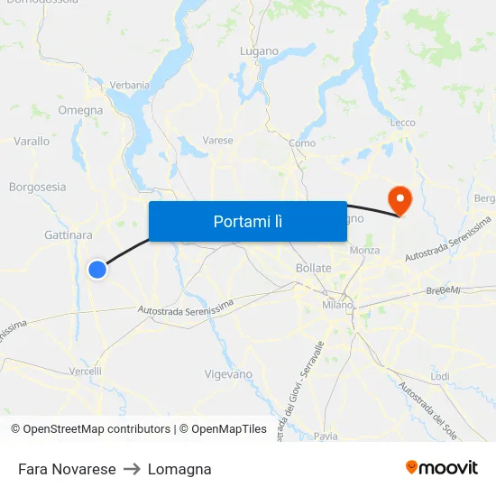 Fara Novarese to Lomagna map