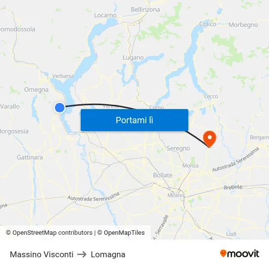 Massino Visconti to Lomagna map