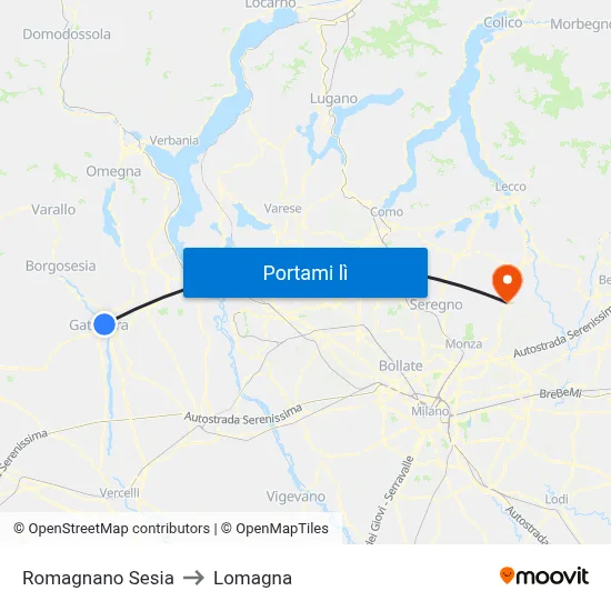 Romagnano Sesia to Lomagna map