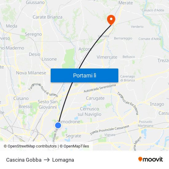 Cascina Gobba to Lomagna map