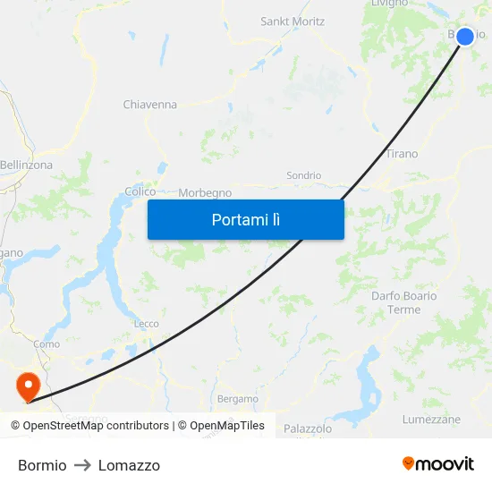 Bormio to Lomazzo map