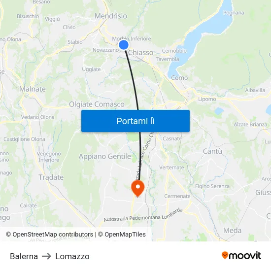 Balerna to Lomazzo map