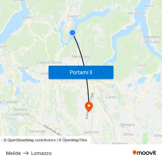 Melide to Lomazzo map