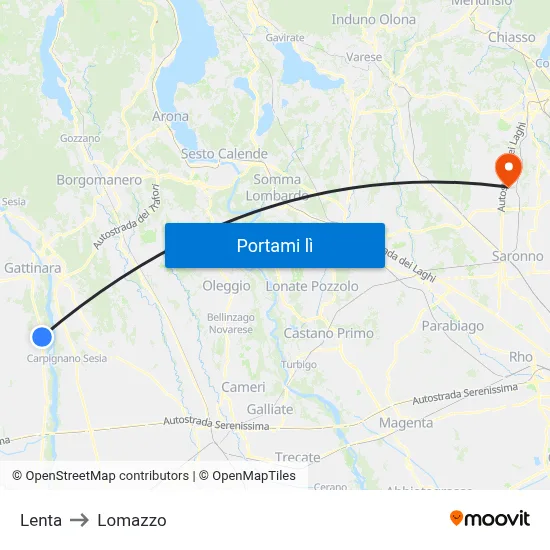 Lenta to Lomazzo map