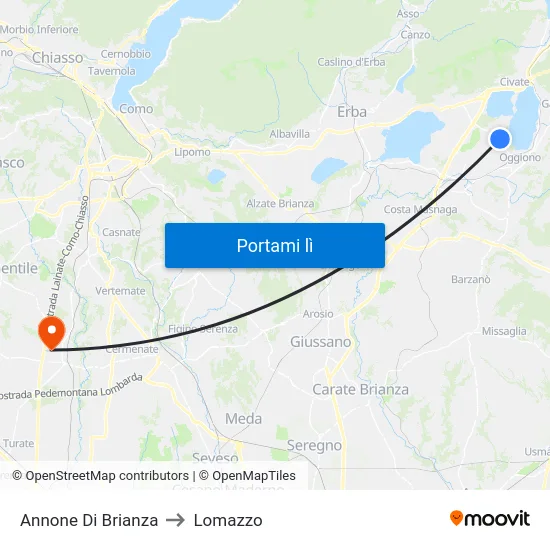 Annone Di Brianza to Lomazzo map