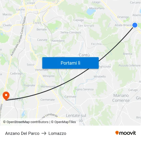 Anzano Del Parco to Lomazzo map