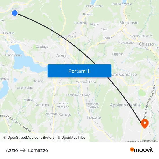 Azzio to Lomazzo map