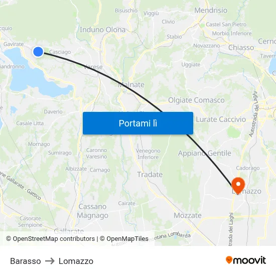 Barasso to Lomazzo map