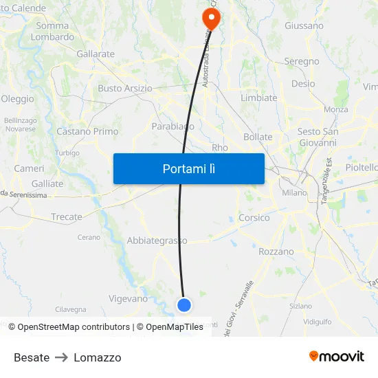 Besate to Lomazzo map