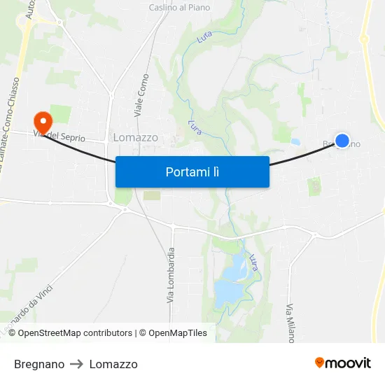 Bregnano to Lomazzo map