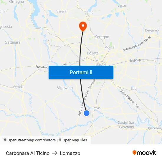 Carbonara Al Ticino to Lomazzo map
