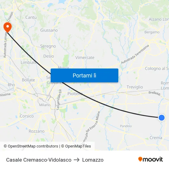 Casale Cremasco-Vidolasco to Lomazzo map