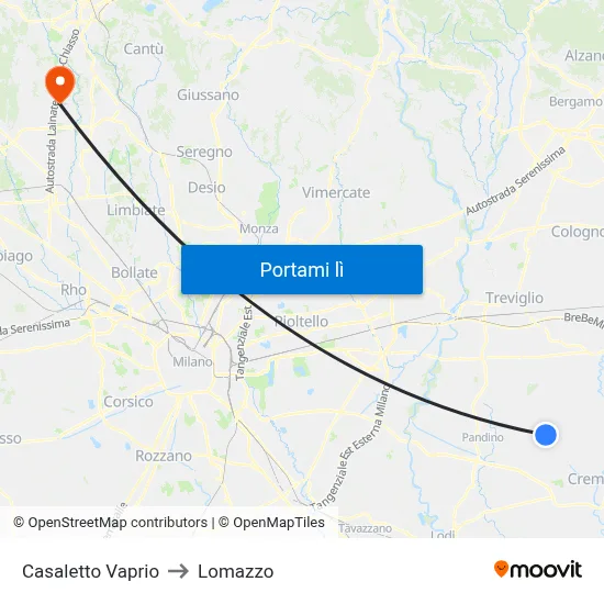 Casaletto Vaprio to Lomazzo map