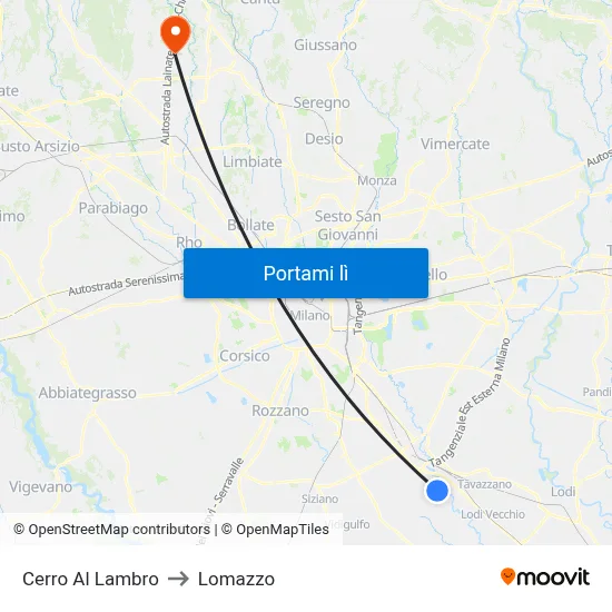 Cerro Al Lambro to Lomazzo map