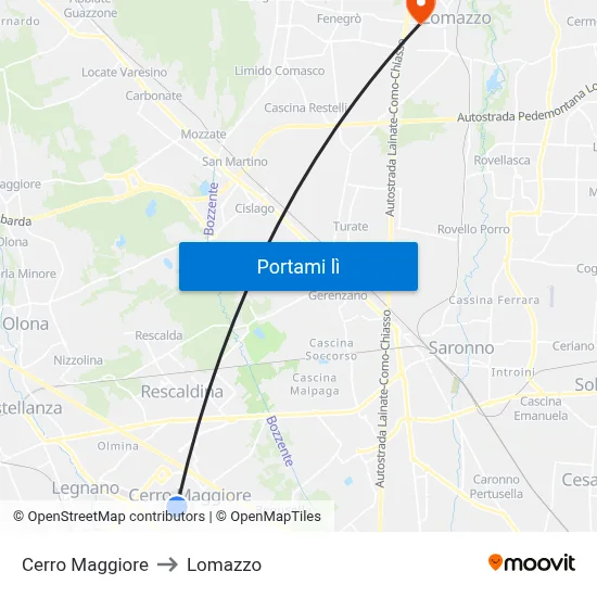 Cerro Maggiore to Lomazzo map