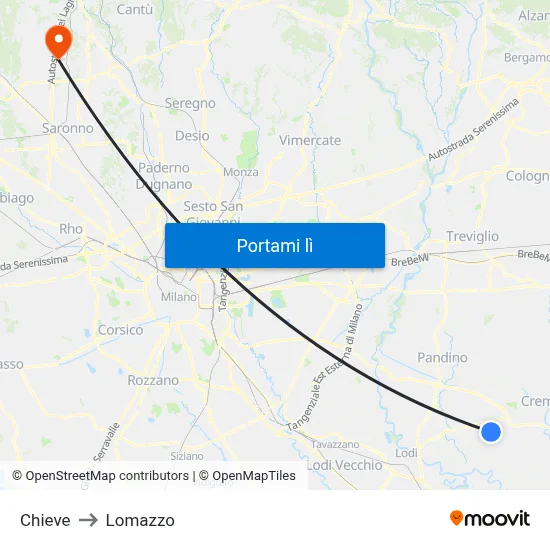 Chieve to Lomazzo map
