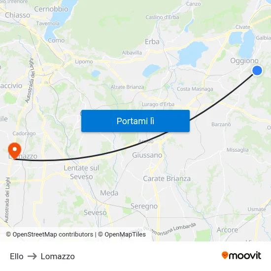 Ello to Lomazzo map