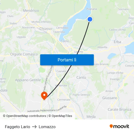 Faggeto Lario to Lomazzo map