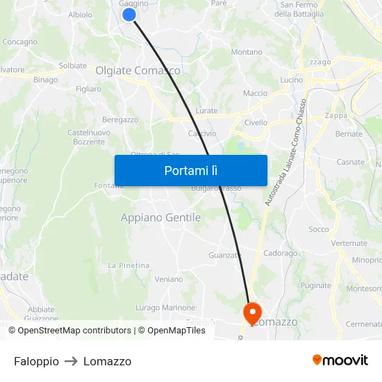 Faloppio to Lomazzo map