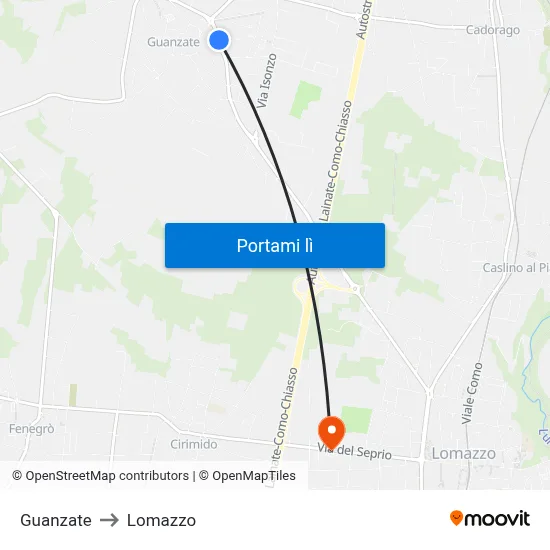Guanzate to Lomazzo map