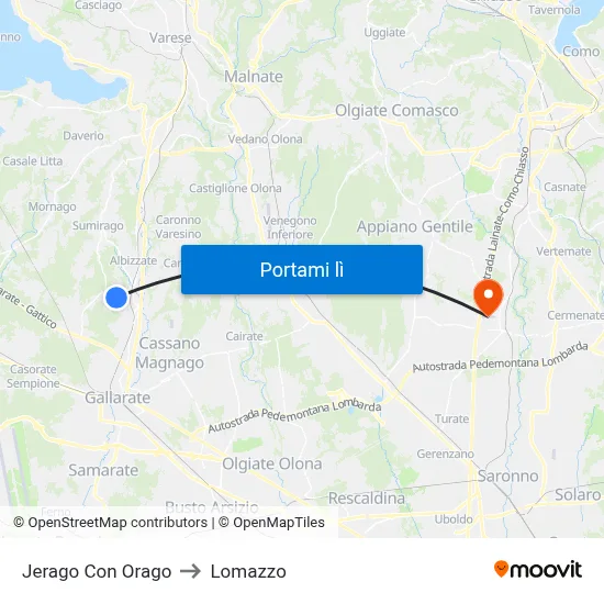 Jerago Con Orago to Lomazzo map