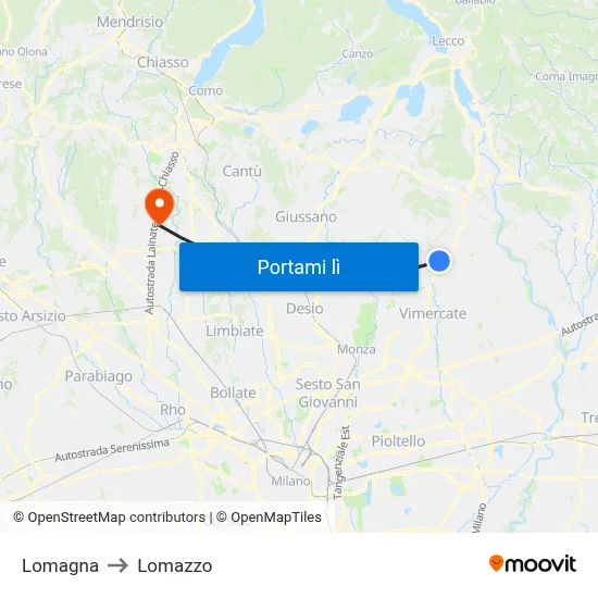 Lomagna to Lomazzo map