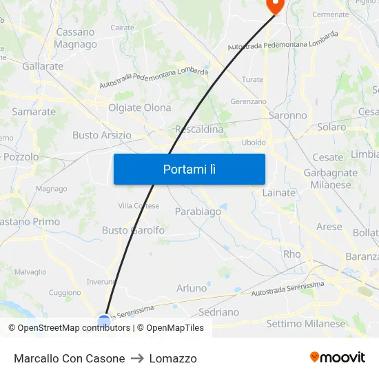 Marcallo Con Casone to Lomazzo map