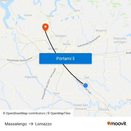 Massalengo to Lomazzo map