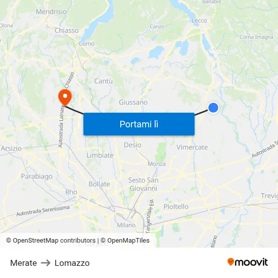 Merate to Lomazzo map