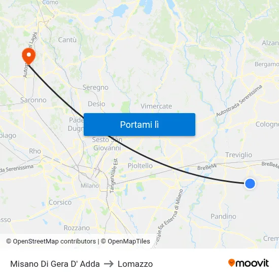 Misano Di Gera D' Adda to Lomazzo map