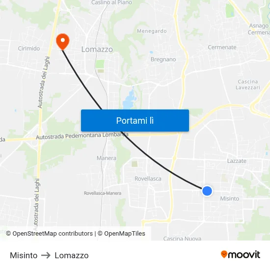 Misinto to Lomazzo map