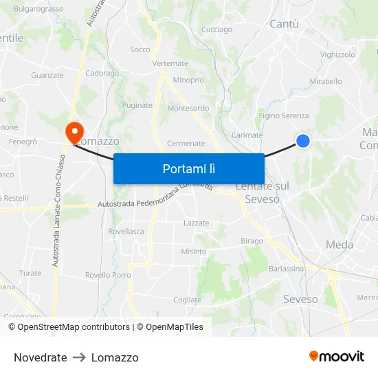 Novedrate to Lomazzo map