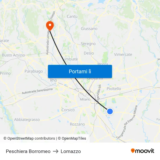 Peschiera Borromeo to Lomazzo map