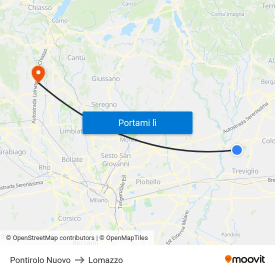 Pontirolo Nuovo to Lomazzo map