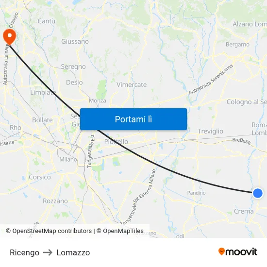 Ricengo to Lomazzo map