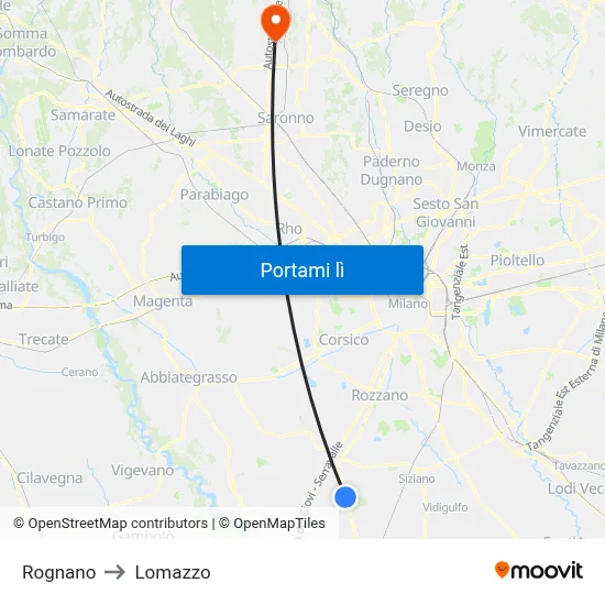 Rognano to Lomazzo map