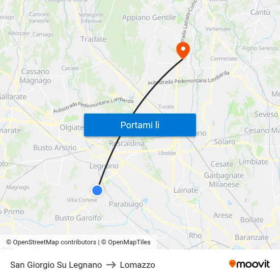 San Giorgio Su Legnano to Lomazzo map