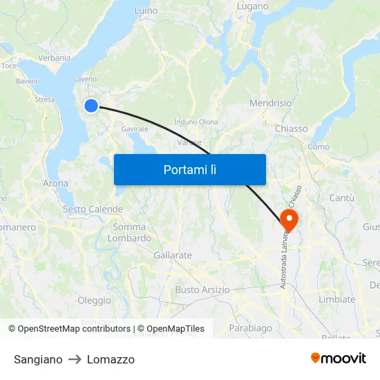 Sangiano to Lomazzo map