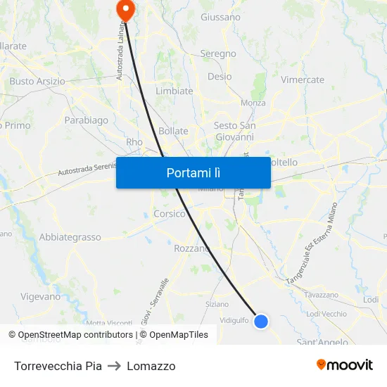Torrevecchia Pia to Lomazzo map