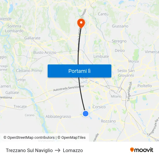 Trezzano Sul Naviglio to Lomazzo map