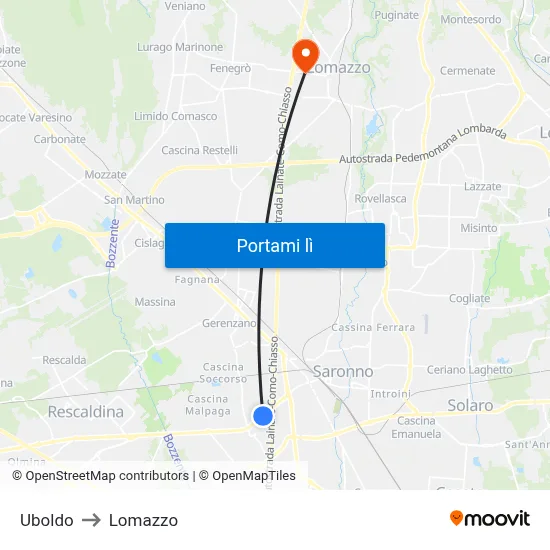 Uboldo to Lomazzo map